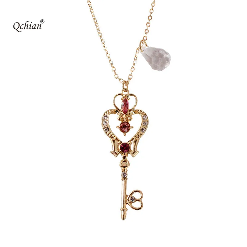 

Sailor Moon Crystal Space Time Key Pendant Necklace Women Girls Cosplay Shape Wand Necklace Gift