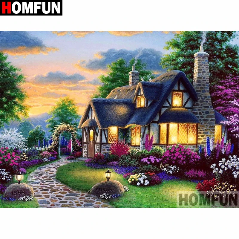 HOMFUN полностью квадратная/круглая дрель 5D DIY Алмазная картина &quotДомашний