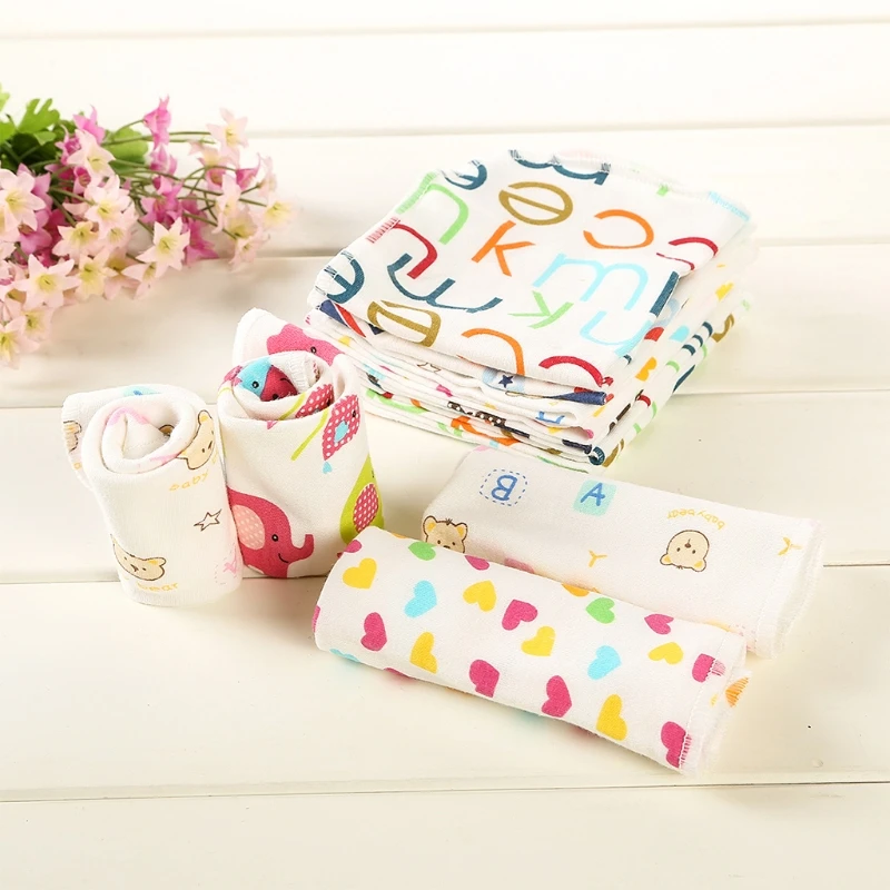 

6Pcs Baby Cartoon Towels Handkerchief Bathing Feeding Face Washcloth Wipe Cloth