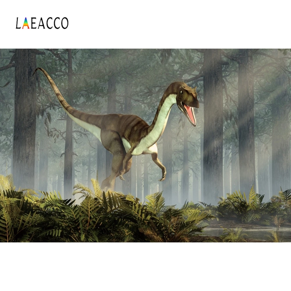 Laeacco Солнечный лес динозавр фотографии пейзажные картины Детские вечерние фон
