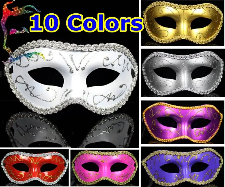 Wholesale Half face Gold Powder flower around party masks 10colors