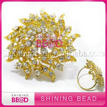 

50pcs/lot+New Crystal Plating Gold Rhinestone Napkin Rings For Weddings Table Decoration