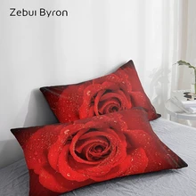 3D HD наволочки Чехлы на подушку на заказ/50x70/50x75/50x80/70x70 декоративная наволочка, постельные принадлежности для свадьбы красная роза, Прямая поставка