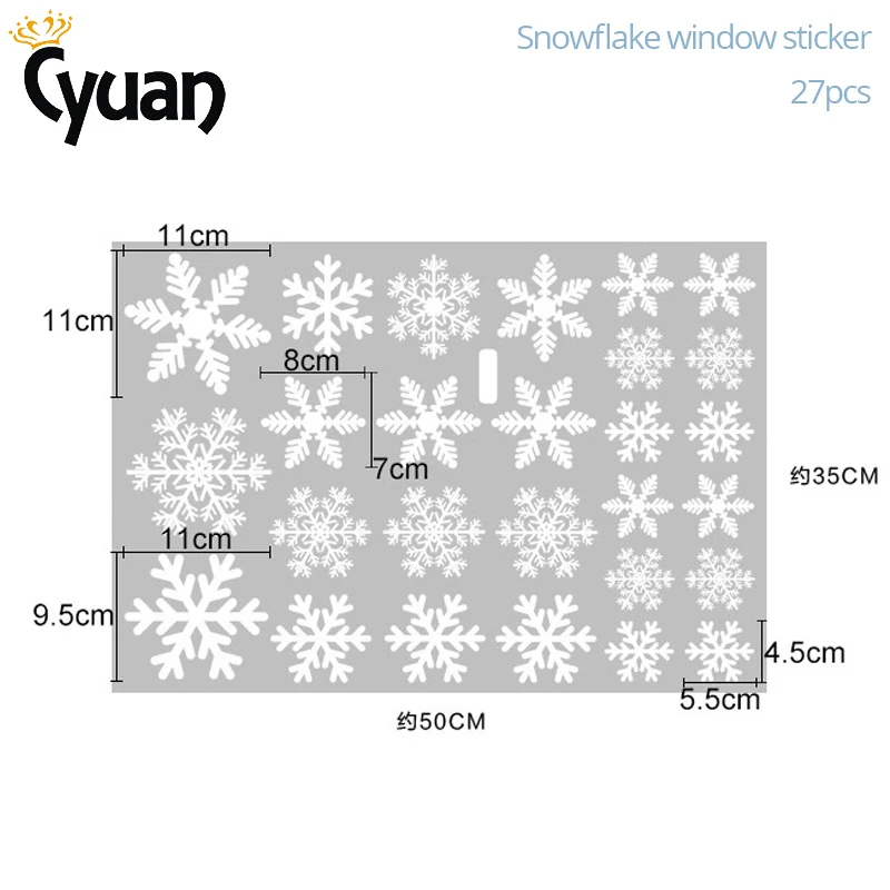 27 шт./лист снежинка Электростатическая наклейка на окна Детская комната Рождество Наклейка на стену s наклейки для дома украшения новогодние обои