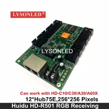 Huidu полный Цвет светодиодный видео Дисплей hd-r501s/R501/r501e Получение карты 12 * hub75e Порты Поддержка 1/32 сканирования работать с hd-c10/c30/A30