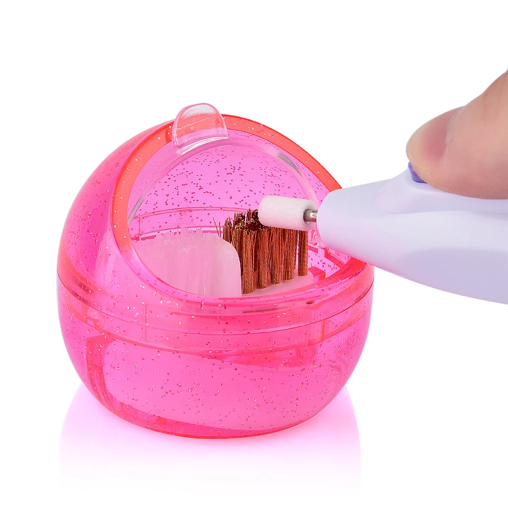 New Nail Art Drill Bits Cleaning Brush Box For Electric Manicure