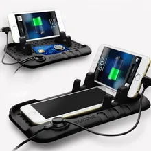 Car Holder Dashboard USB Mount Magnetic Charger Stand Pad for iPhone Android GPS