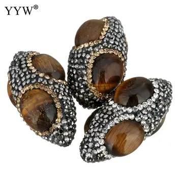 

Wholesale Natural brown Tiger Eye rhinestone Stone Beads For Jewelry Making DIY Bracelet Necklace Beads 20x37x20mm 10PCs/Bag