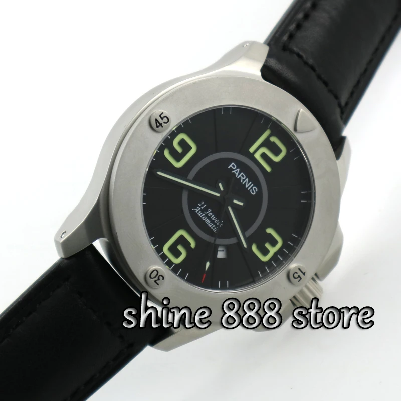 

47mm Parnis black dial luminous Sapphire Glass miyato Automatic mens Watch