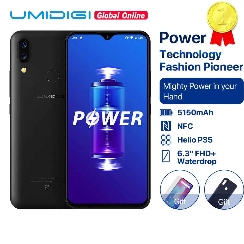 UMIDIGI Power смартфон с 5 дюймовым дисплеем процессором Helio P35 ОЗУ 4 Гб ПЗУ 64 ГБ 5150 мАч 16