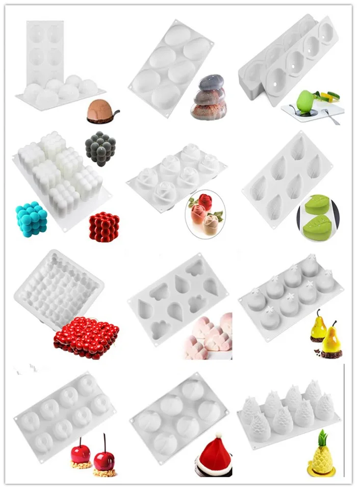 

3D Fruit Soap Making Mold Clay Craft Silicone Molds apple pear peach cap diamond cherry Rubik's cube pine cone stone cake mold