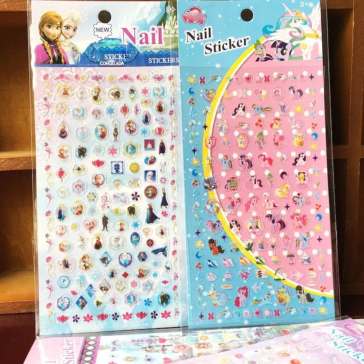 Детские наклейки для ногтей с изображением принцессы поросенка Эльзы, Анны, кошки, ПВХ наклейки для ногтей, детские наклейки, подарок для украшения ногтей