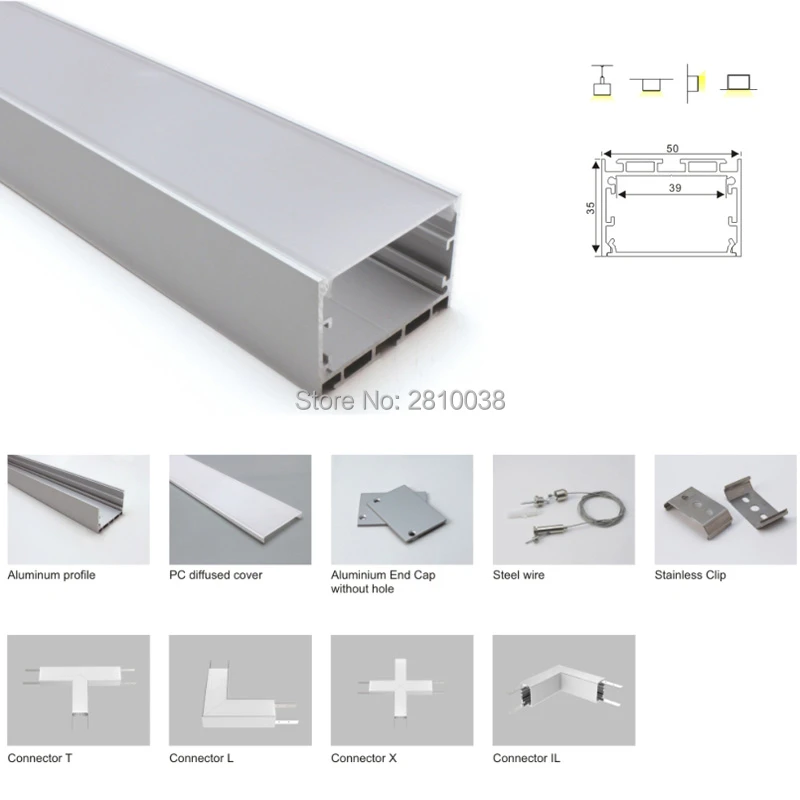 50x1 m set lot yeni gelistirilen led aluminyum profil ve 50x35 boyutu led profil isik kanali asili veya kolye lambalari led aluminium profile light channelled profile aliexpress
