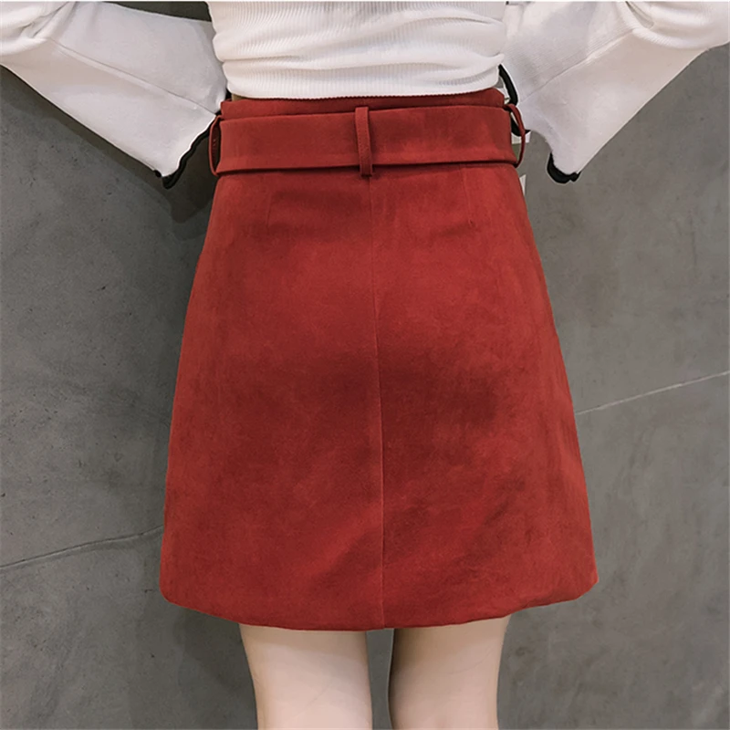 Neophil 2018 Women Winter Suede Mini Skirt Lace-Up Fashion Casual Bodycon High Waist A-Line Black Short Micro Tutu Skirts S1804 Skirts