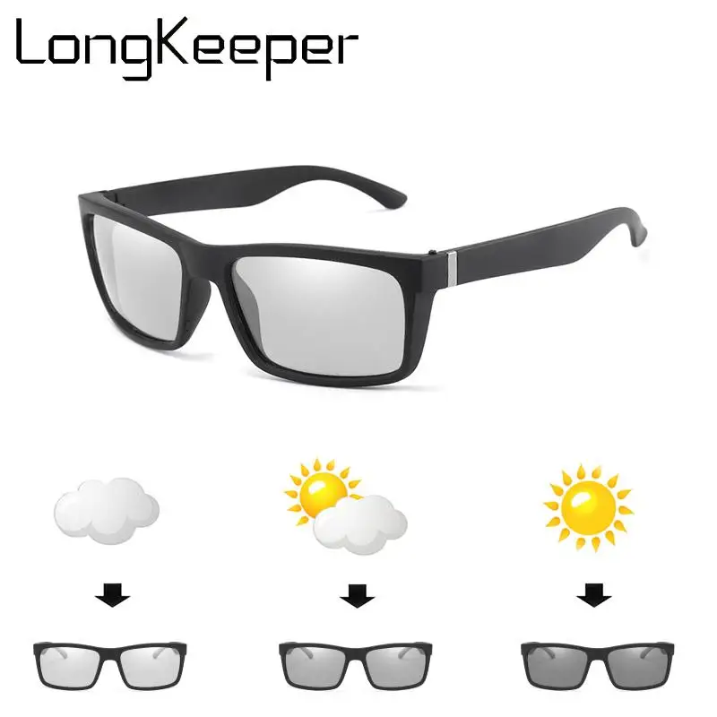 

LongKeeper New Square Photochromic Sunglasses Men Brand Polarized Sun Glasses Driver Chameleon Glasses Sport Eyewear Oculos