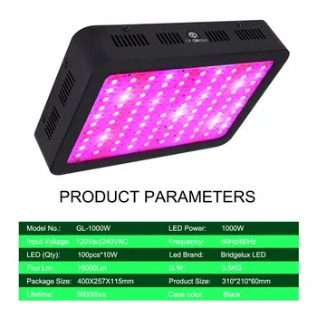 

Grow lights Full Spectrum LED Grow Light 1000W Growing Lamp Indoor Hydroponic Greenhouse LED Plant All Stage Growth Lighting