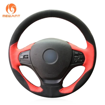 

MEWANT Red Leather Black Suede Car Steering Wheel Cover for BMW F30 316i 320i 328i