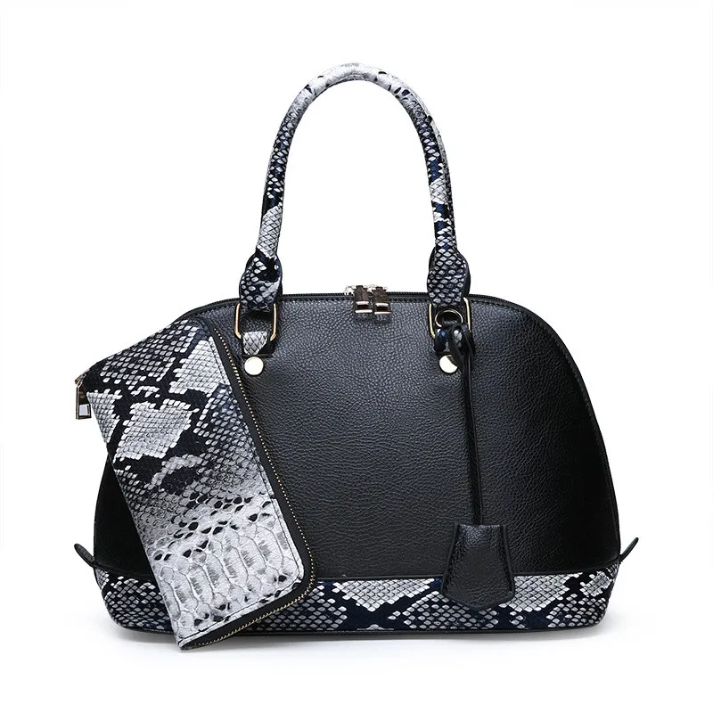 Роскошные женские сумки, дизайнерская сумка-тоут со змеиным узором, модная сумка на плечо, Женские Простые сумки через плечо для женщин - Цвет: Black