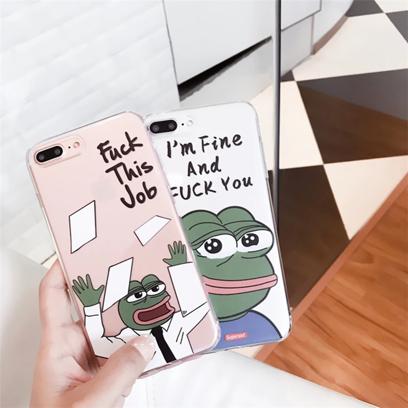 Funny Cartoon Soft Case for iPhone 7 7plus Super Sad Frog 6 6s 4.7inch 6plus 6splus 5.5inch Coque Capa Free Shipping |