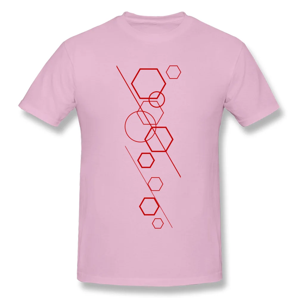 Modern Art Red 100% Cotton Men Short Sleeve Tops Shirt Fashionable Father Day T-shirts New Design Round Collar Clothing Shirt Modern Art Red pink