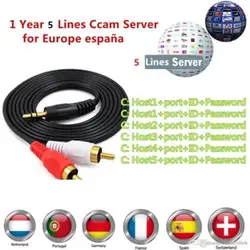 1 год Европа CCCAM Клайн 5 линий для спутникового ресивера телеприставке Испании Великобритании Германии Польша Нидерланды CCCAM сервер