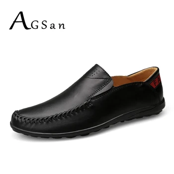 

AGSan Genuine Leather Loafers Men Classic Driving Shoes Large Size 10 10.5 11 Slip On Business Shoes Italian Loafers Flats Male