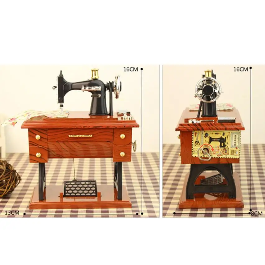 Винтажная музыкальная шкатулка мини швейная машина стиль механический подарок на день рождения Настольный Декор 5O929