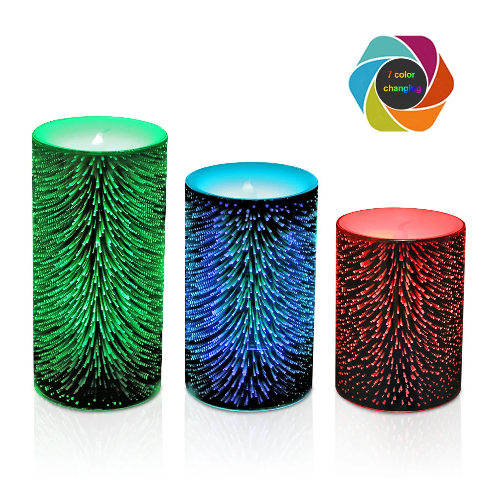 Battery Operated Candles Color Changing Pillar Candles Firework Light