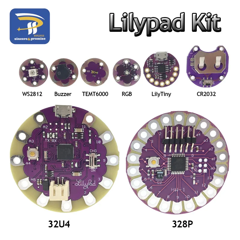 ATmega32U4 ATMEGA328P LilyPad 328 для Arduino DIY Kit микро usb ATtiny85 LilyTiny основная плата зуммер WS2812 RGB CR2032