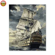 Живописи по номерам искусства Краска по количеству знаменитая картина DIY ручной работы море парусник изображения пронумерованы корабль
