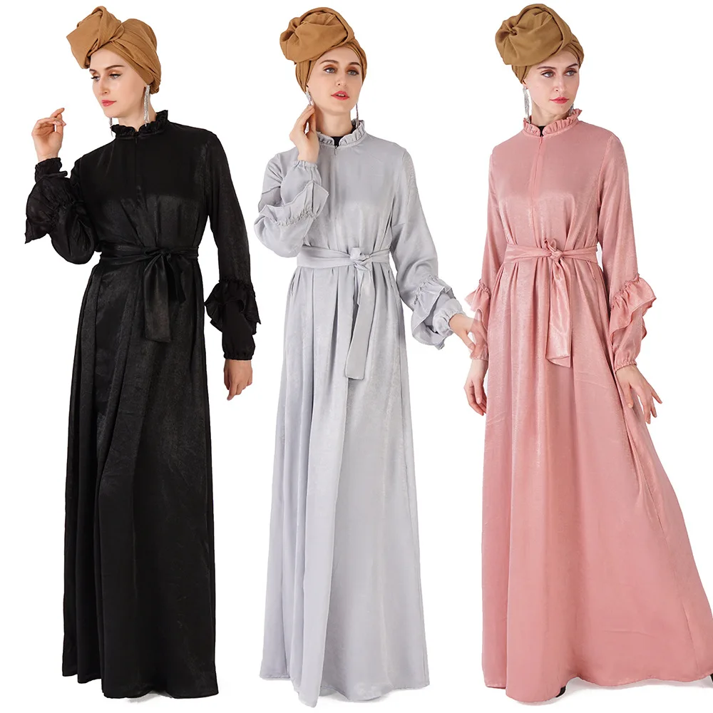 2019 New Muslim Dress Women Islamic Clothing Moroccan Kaftan Lacing Abayas Ladies Long Kaftans Robe Dubai Abaya Turkish Clothes |