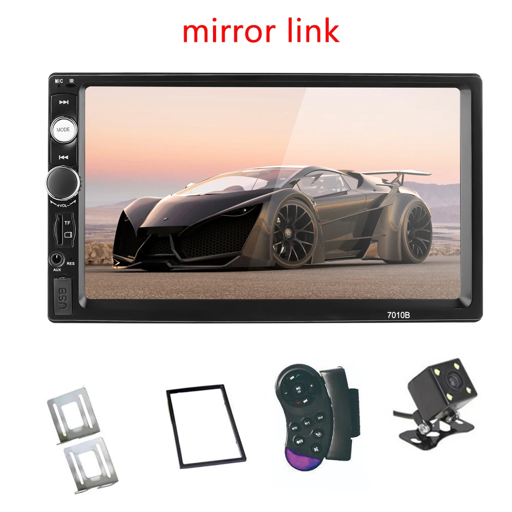 Mirror Link 2 din 7 'Автомагнитола с сенсорным экраном MP5 SD/FM/USB/AUX/Bluetooth автомобильная аудиосистема для камеры заднего вида дистанционное управление