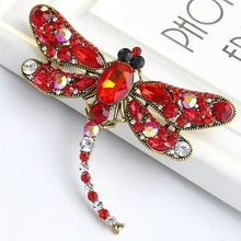 Fashion Crystal Dragonfly Large Brooch Pins Luxury Party Banquet Costume Decoration Accessories Women Vintage Jewelry XZ346