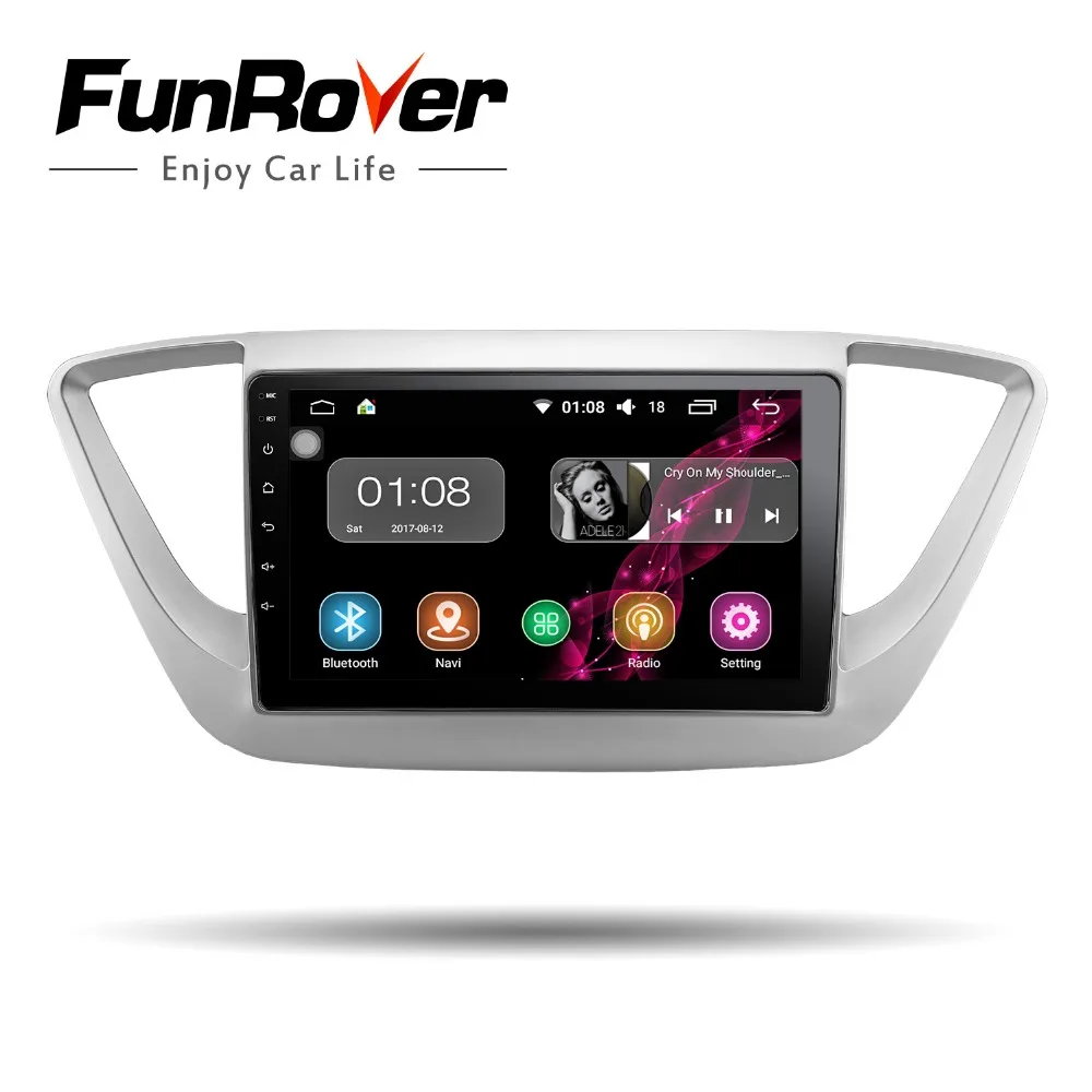 Clearance Funrover 9" 2 din Car DVD multimedia gps radio tape recoder Player For Hyundai solaris verna accent 2017-18 Navigation WIFI  rds 1
