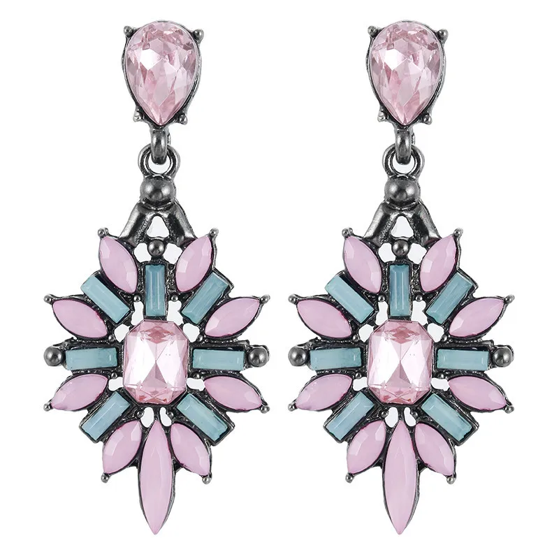 

H01 Design Crystal Water Drop Earrings Fashion Jewelry For Women Black Blue Rhinestone Dangle Earring Luxury Wedding Jewelry Hot