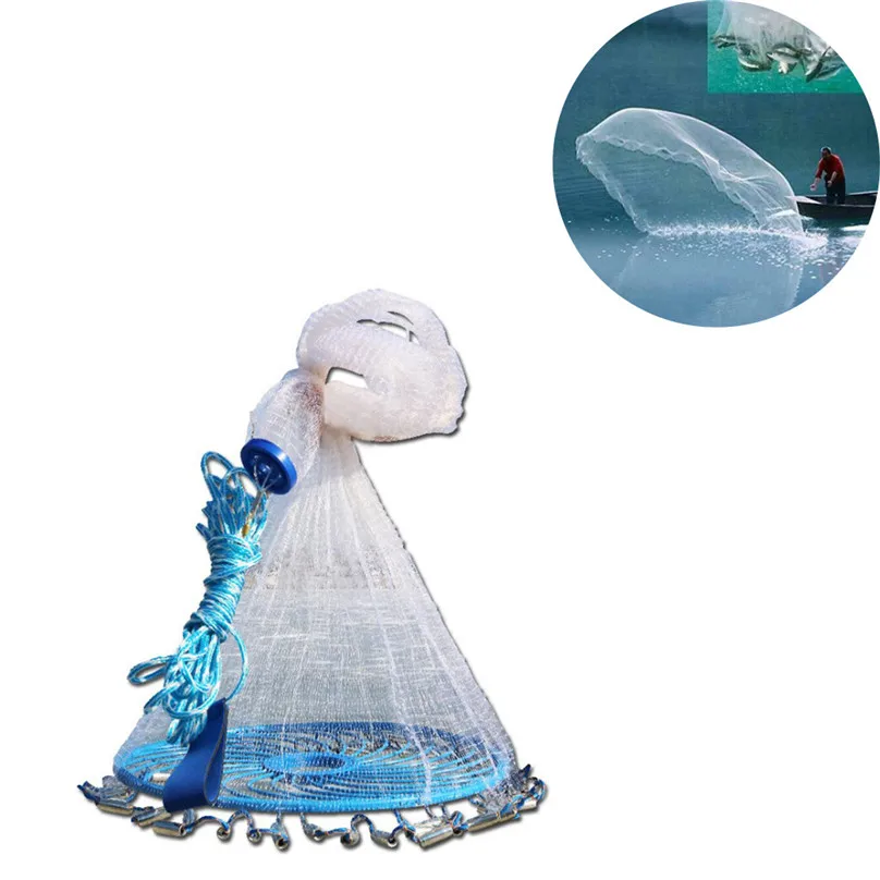 

2.4m Fishing Net Fish Aluminum Ring Monofilament Thread Throwing Net Saltwater Fishing Cast Nets tools &4m22