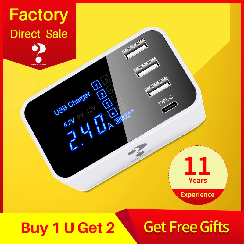 

fast charging Type C USB Charger LCD Display Smart Charger HUB Travel Mobile Phone Wall adapter For iPhone Samsung Xiaomi Meizu