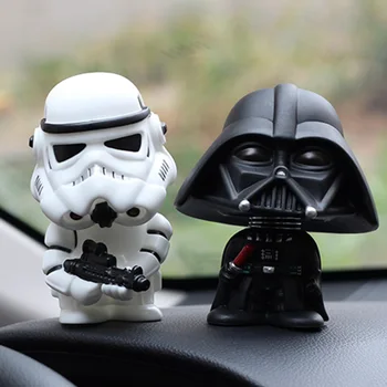 

Car Ornament Mini Black Darth Vader White Stormtrooper Model Star Wars Action Figure Doll Car Interior Auto Decoration Gift