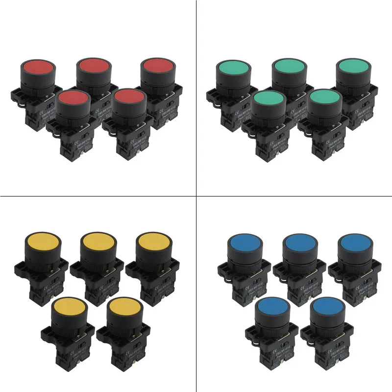 

5pcs 22mm 1 NO N/O Green Sign Momentary Push Button Switch 600V CLH