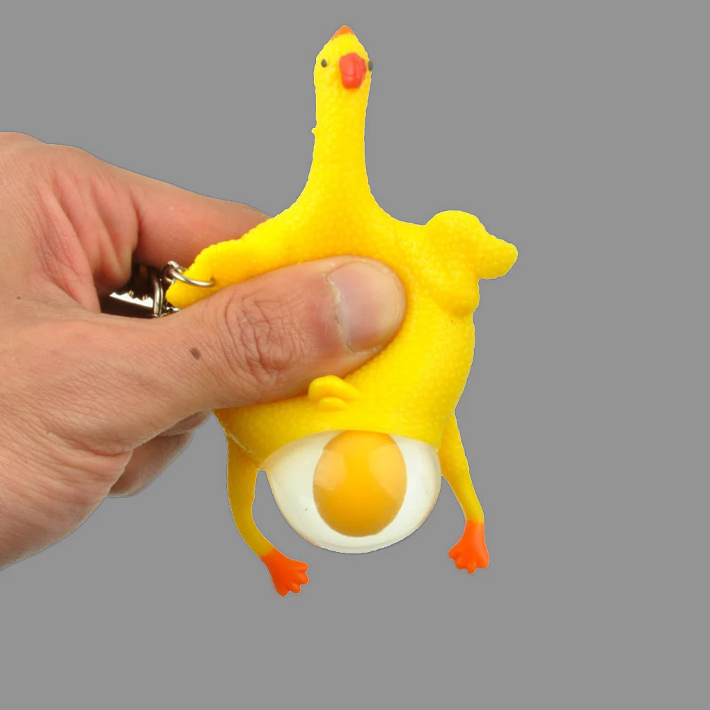 Laying Eggs Chicken Keychain Funny Squeeze Toys Chicken Keychain key