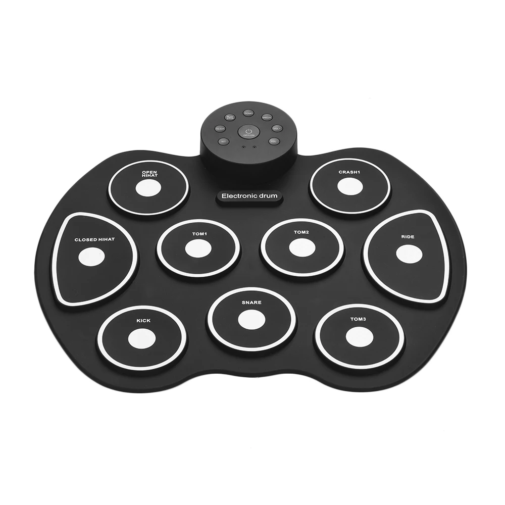 

Compact Size USB Roll-Up Silicon Drum Set Digital Electronic Drum Kit 9 Drum Pads with Drumsticks Foot Pedals for Beginners
