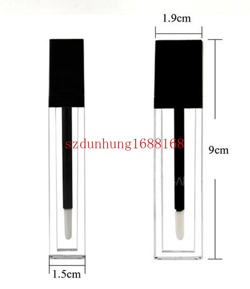 200 шт./лот Пластик petg 8 мл блеск для губ пробирка с черной крышкой