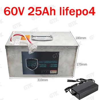 

GTK customize 60v 25ah lifepo4 lithium battery pack with BMS for 1500W 25000W bike scooter cleanness car bicycle + 5A charger