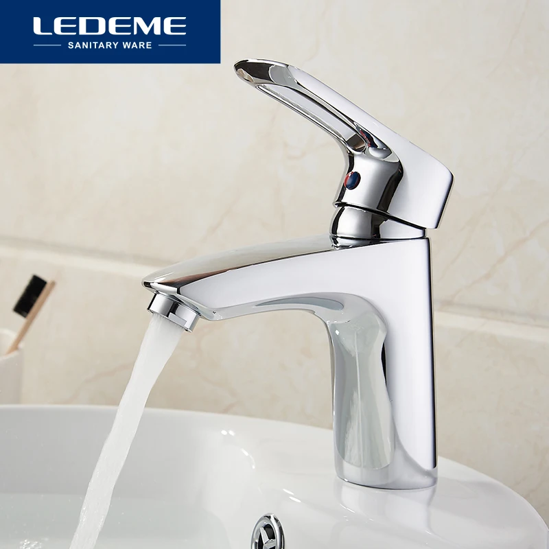 

LEDEME Basin Faucets Stylish Basin Faucet Brass Vessel Sink Water Tap Mixer Finish Chrome Modern Waterfall Faucets L1025