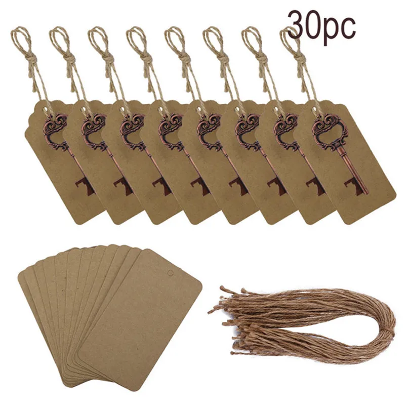 30Pcs Creative Bottle Opener Wedding Favors Key Retro Classic Bottle Opener with Escort Tag Card beer magische opener#4J25