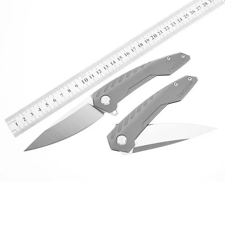 Дешево TWOSUN TS05 D2 лезвие Тактический Flipper мяч brearing Складной нож Открытый выживания EDC инструмент titanium Отдых на природе Охота карманные ножи