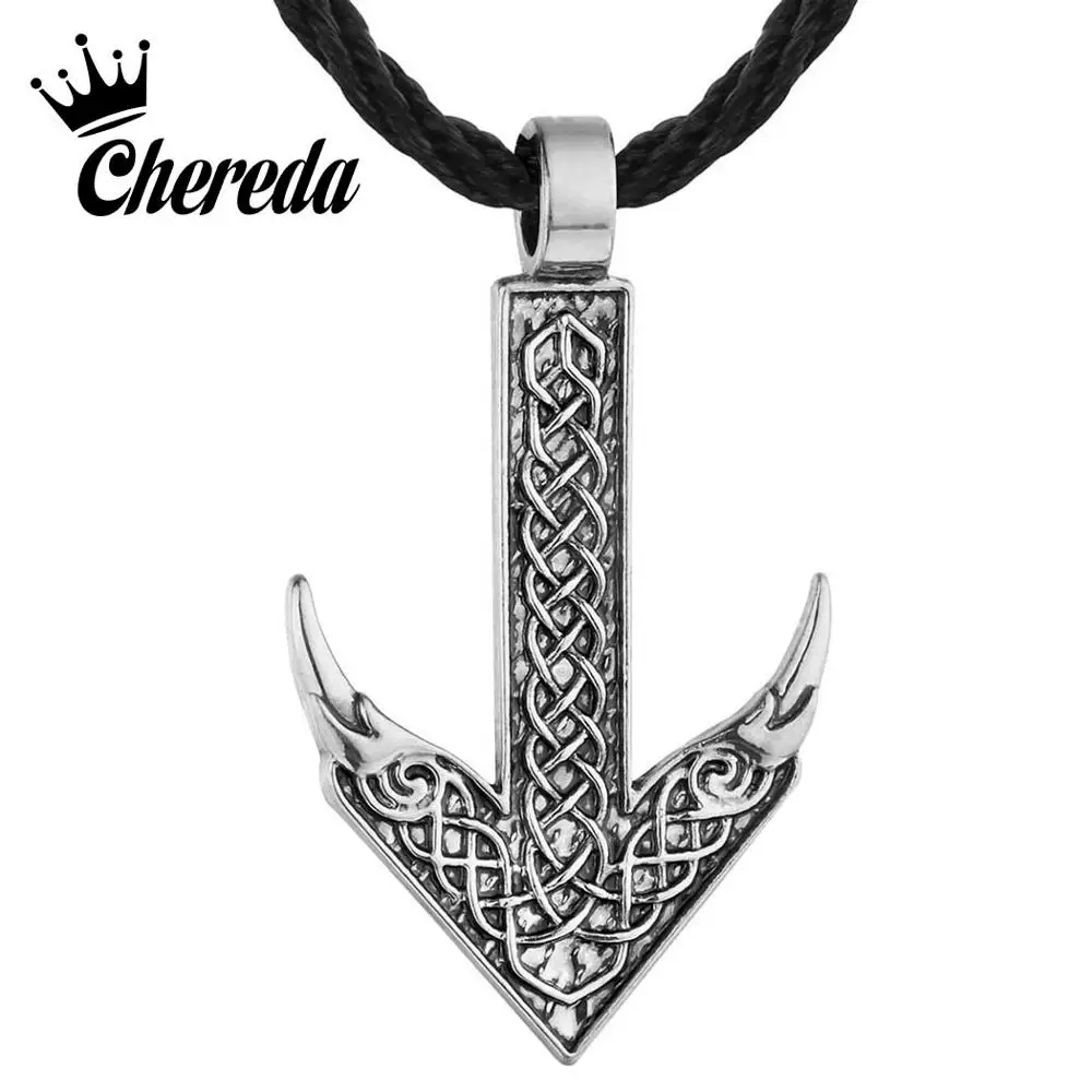 

Chereda Rune Viking Amulet Pendant Nordic Talisman Trendy Necklace Arrow Bronze Rope Necklaces Jewelry