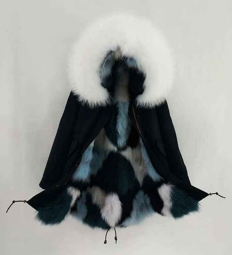 Мао Конг натуральный мех пальто зимняя куртка женская длинная парка натуральный мех енота воротник натуральный Лисий Мех бежевый роскошный уличная - Color: Long fox fur 2