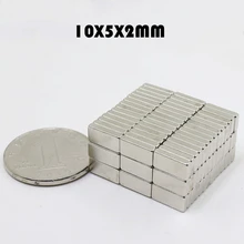 100/200/500Pcs 10*5*2 mm 10x5x2 mm Neodymium Magnet super powerful neodymium magnets free shipping N35 rare earth magnet