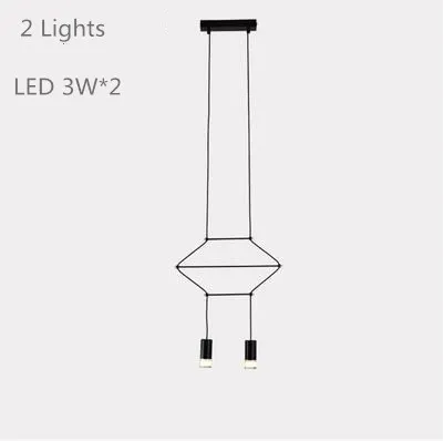Современный скандинавский 110 В 220 в 240 В светодиодный подвесной светильник черного цвета с проволочной оплеткой, лампа для лестничной клетки, холла, холла, 3 метра, с кабельным потоком, черная Подвесная лампа - Цвет корпуса: 2 heads D35xH300cm